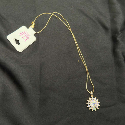 Crystal Bridal Snowflake Pendant Necklace - D133 - 3